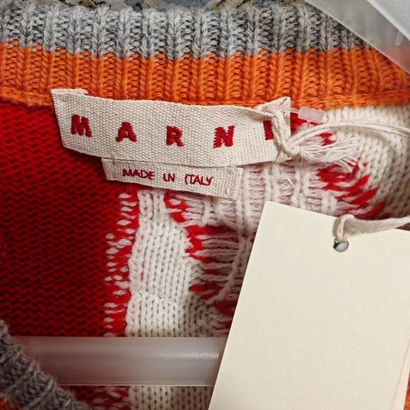 MARNI Artistic Jacquard V-Collar Wool Vest - Picture 4 of 8